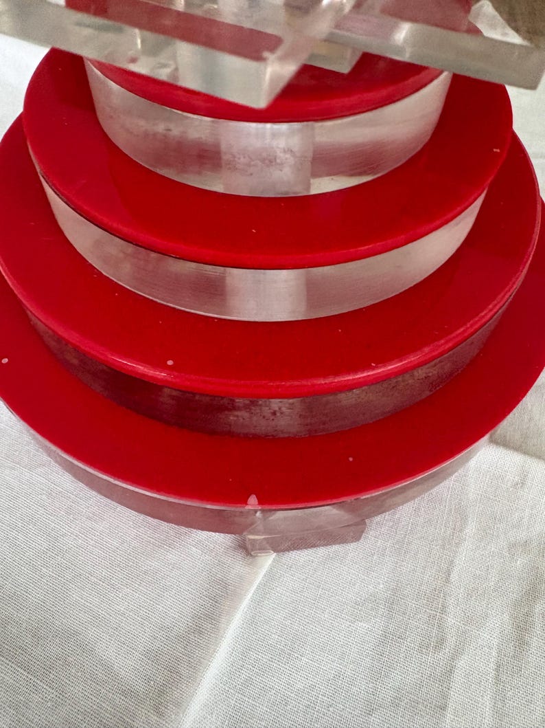 Aged Vintage MCM Stacked Acrylic Lamp Base Part As Is Restoration Project image 12