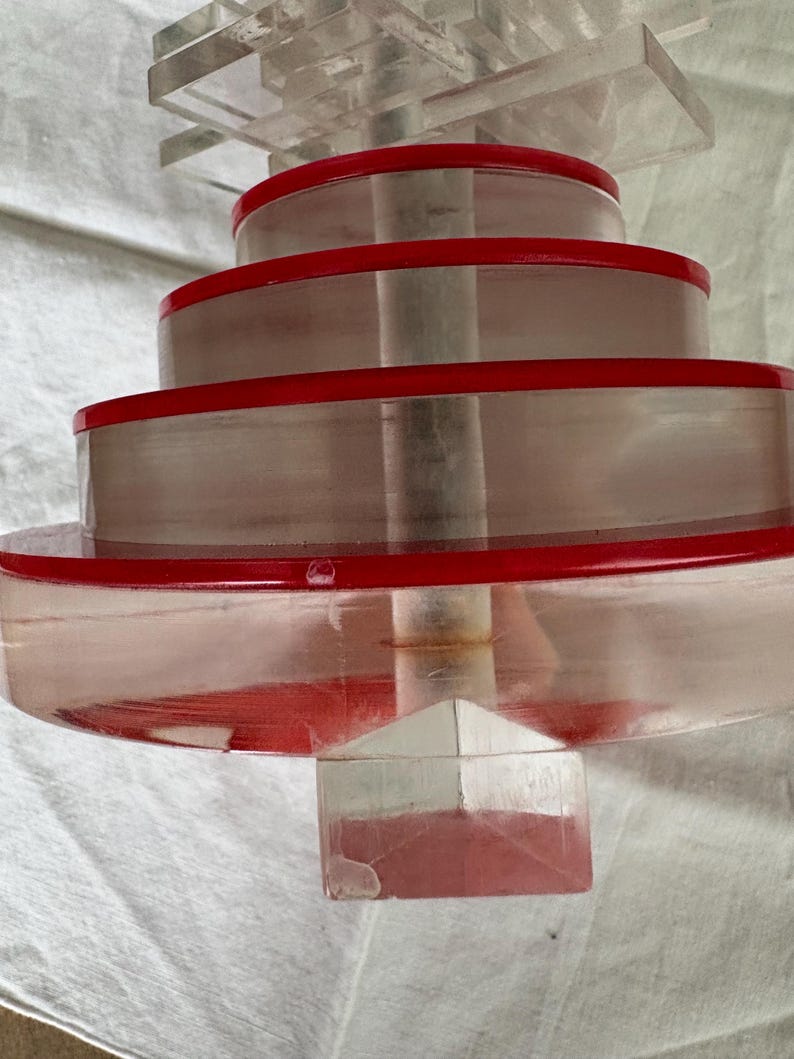 Aged Vintage MCM Stacked Acrylic Lamp Base Part As Is Restoration Project image 16
