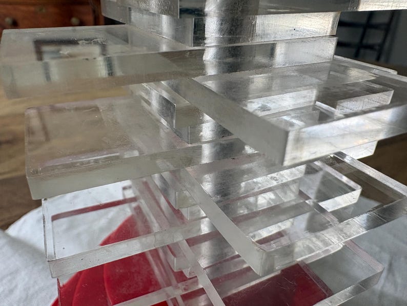 Aged Vintage MCM Stacked Acrylic Lamp Base Part As Is Restoration Project image 7