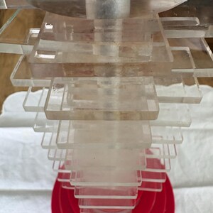 Aged Vintage MCM Stacked Acrylic Lamp Base Part As Is Restoration Project image 9