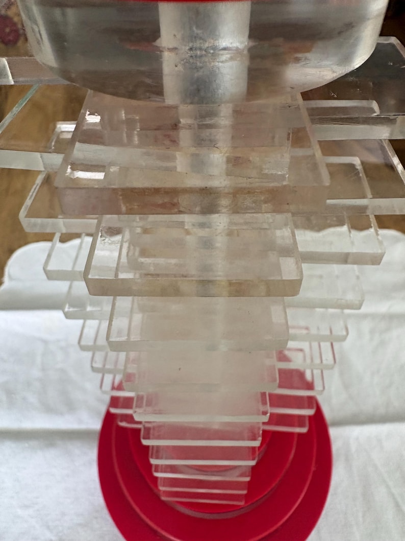 Aged Vintage MCM Stacked Acrylic Lamp Base Part As Is Restoration Project image 9
