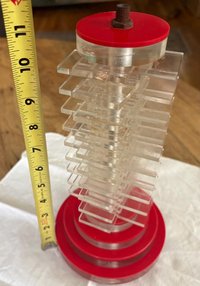 Aged Vintage MCM Stacked Acrylic Lamp Base Part As Is Restoration Project image 3
