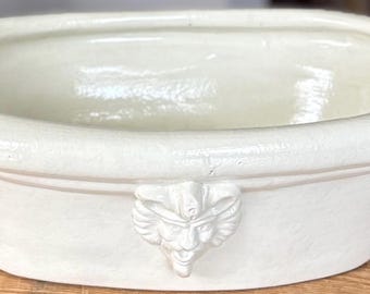 Vintage Italian Mascaron Style Cachepot • Oblong Ceramic Jardiniere