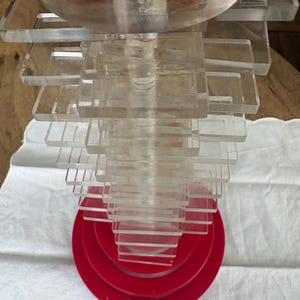 Aged Vintage MCM Stacked Acrylic Lamp Base Part As Is Restoration Project image 2