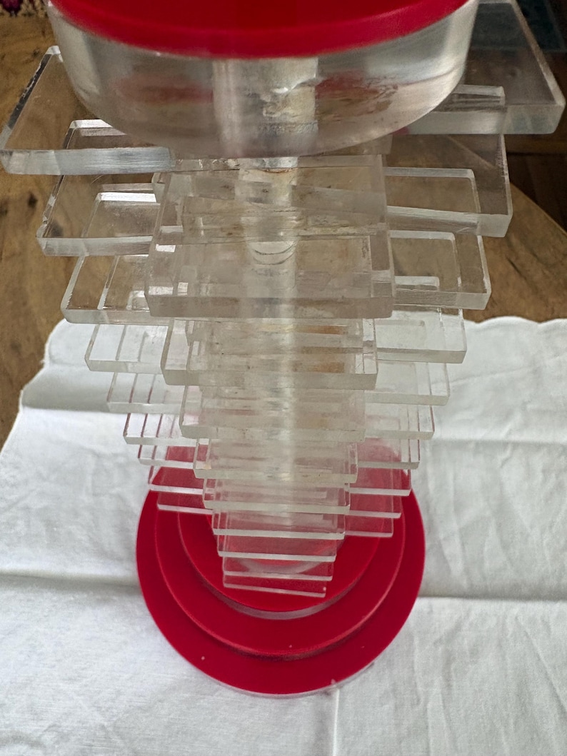 Aged Vintage MCM Stacked Acrylic Lamp Base Part As Is Restoration Project image 2