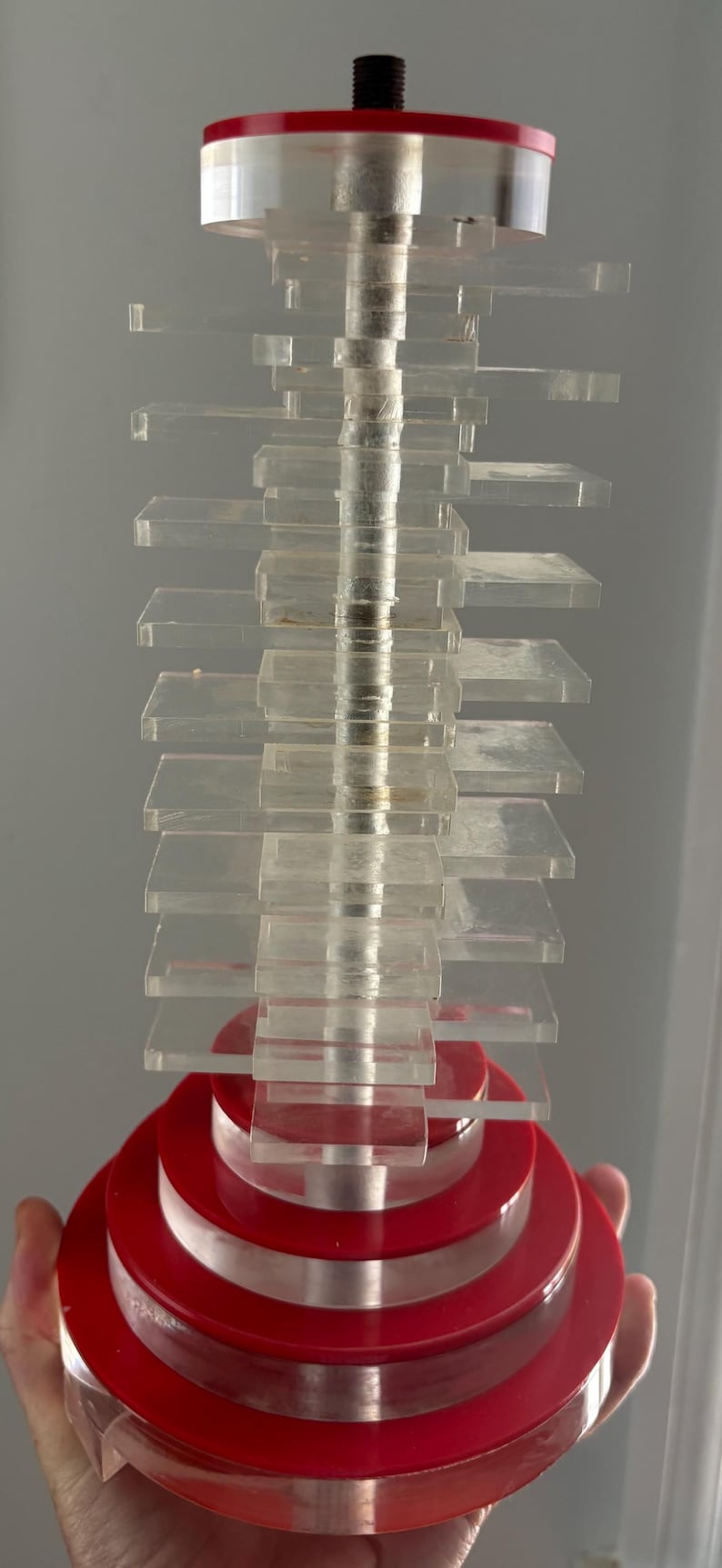 Aged Vintage MCM Stacked Acrylic Lamp Base Part As Is Restoration Project image 20