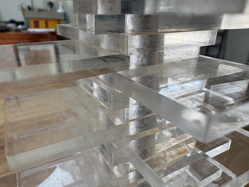 Aged Vintage MCM Stacked Acrylic Lamp Base Part As Is Restoration Project image 11