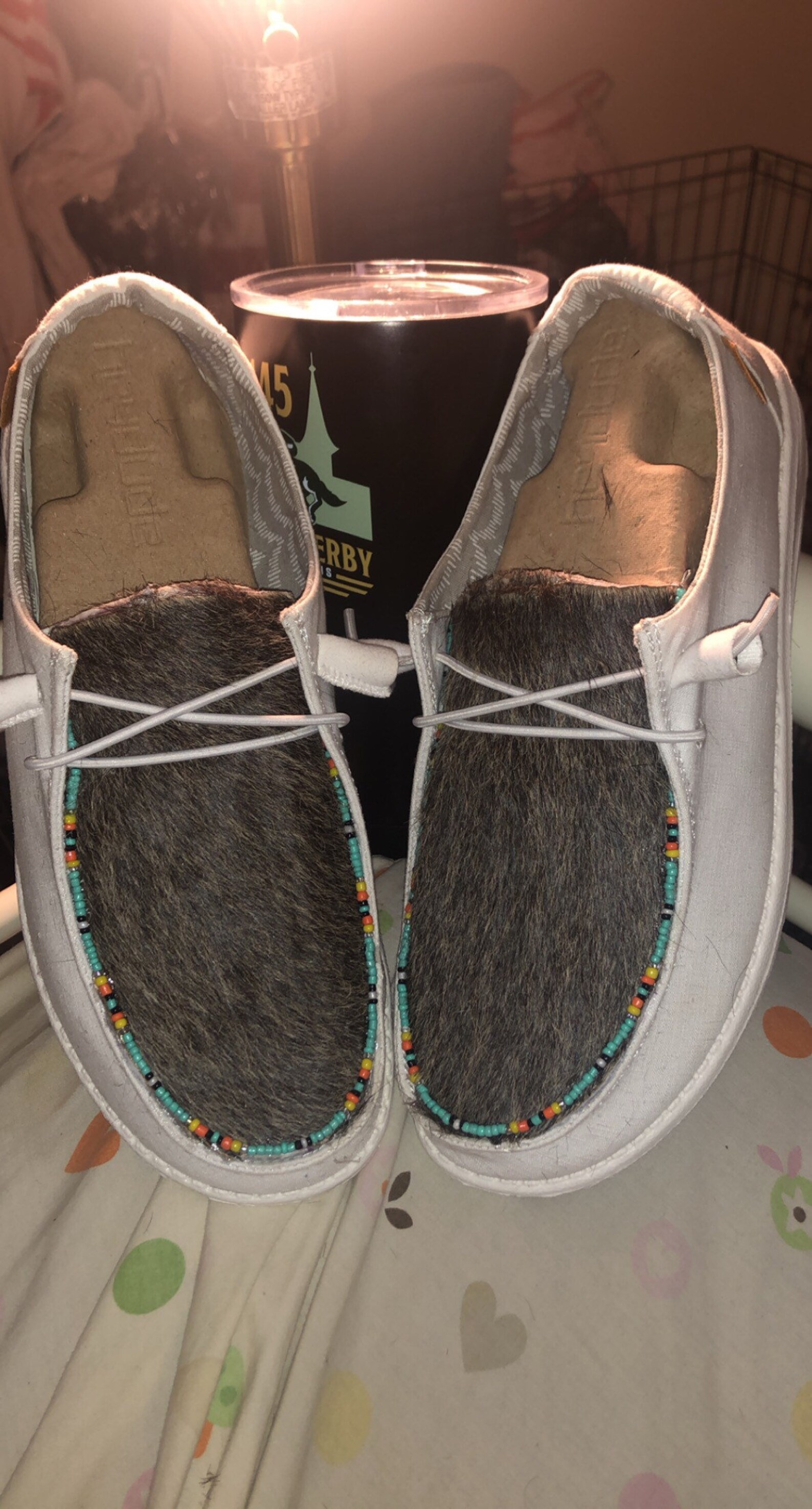 Custom beaded hey dudes with cowhide Etsy
