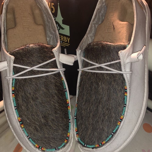 Customized Cowhide Hey Dudes Etsy