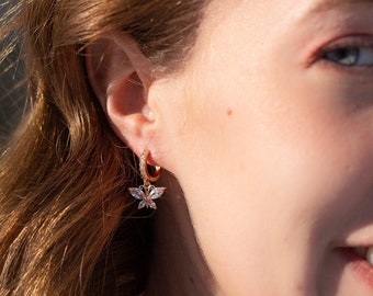 Butterfly Huggie Earrings Butterfly Crystal Earrings Trendy Cute Gift For Her