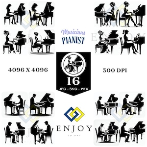 Pianist art print - Female Musician AI Generated Playing Piano - High-Resolution Digital Download for Printing & Design, Male Pianist