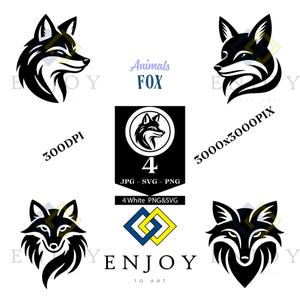 Fox Silhouette, Fox svg, AI Generated, vector fox - Digital Downloads, Black and white Fox SVG, fox png, Fox svg bundle, animals silhouette