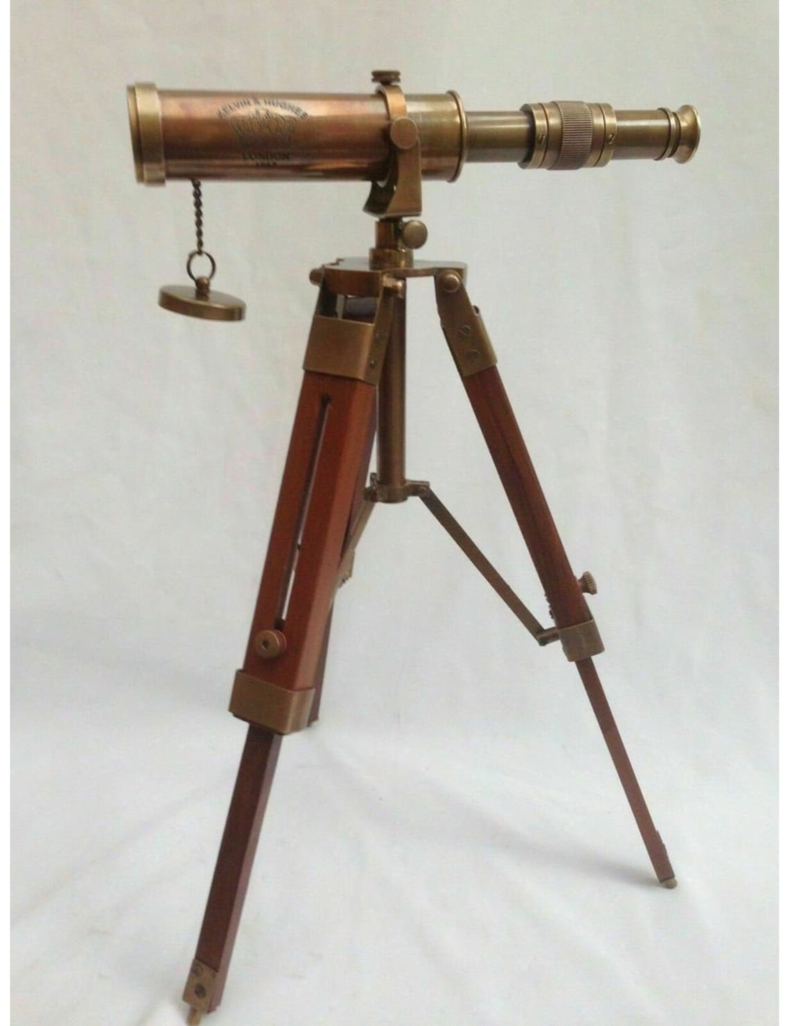 Nautical Brass Telescope With Wooden Tripod Stand Etsy UK