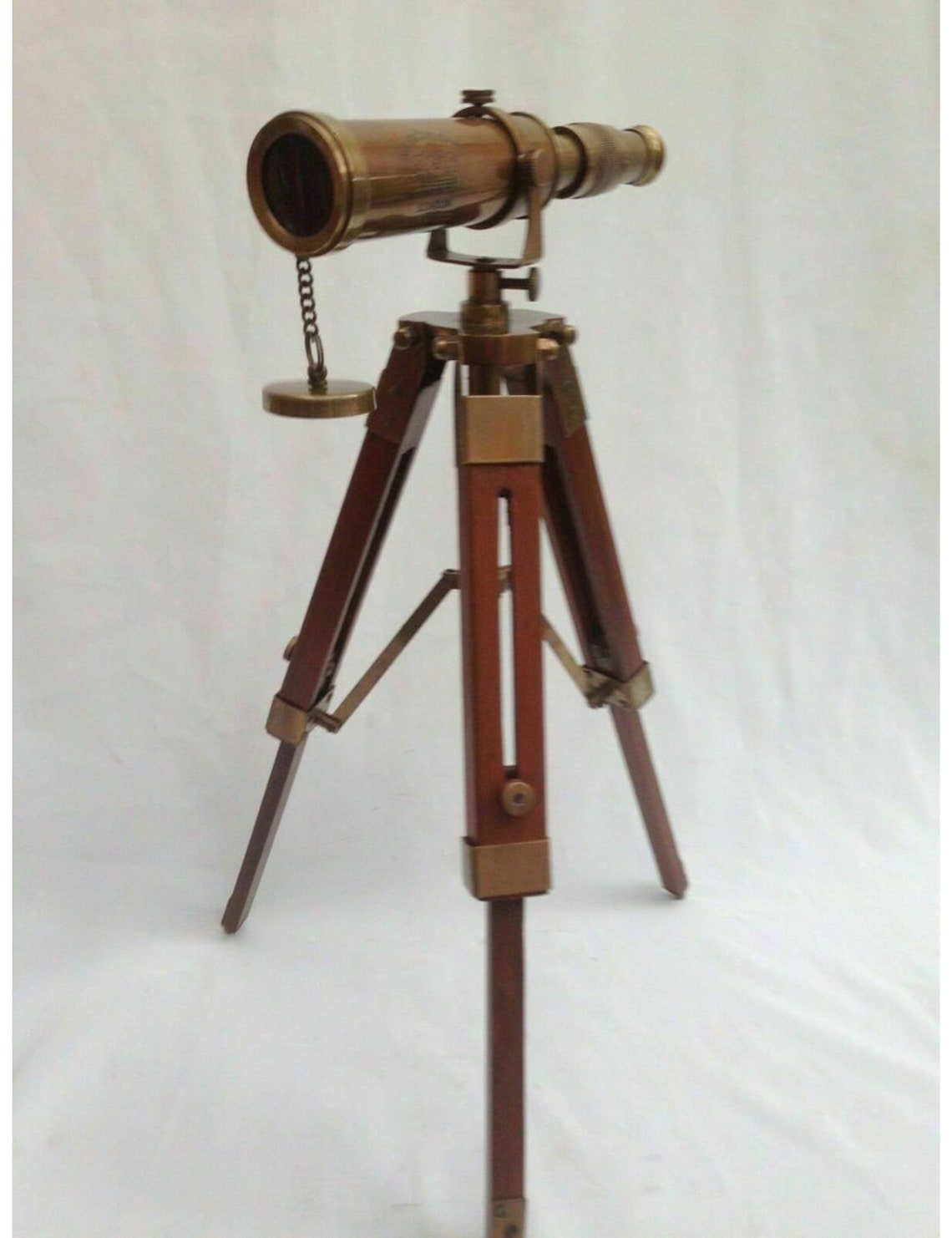 Nautical Brass Telescope With Wooden Tripod Stand Etsy UK