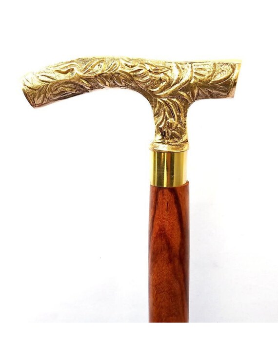 Vintage Style Brass Globe Head Handle Antique Victorian Walking Stick