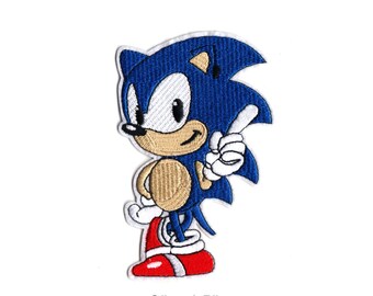 SONIC THE HEDGEHOG Iron//Sew On 4.25/" x 2.75/" Tall Embroidered Patch