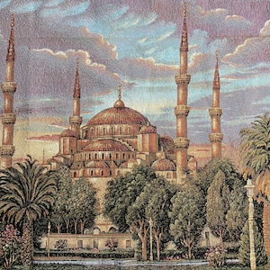 Tapestry of the Blue Mosque, Istanbul Masjid. المسجد الازرق - Embroidery wall hanging - Muslim tapestry.
