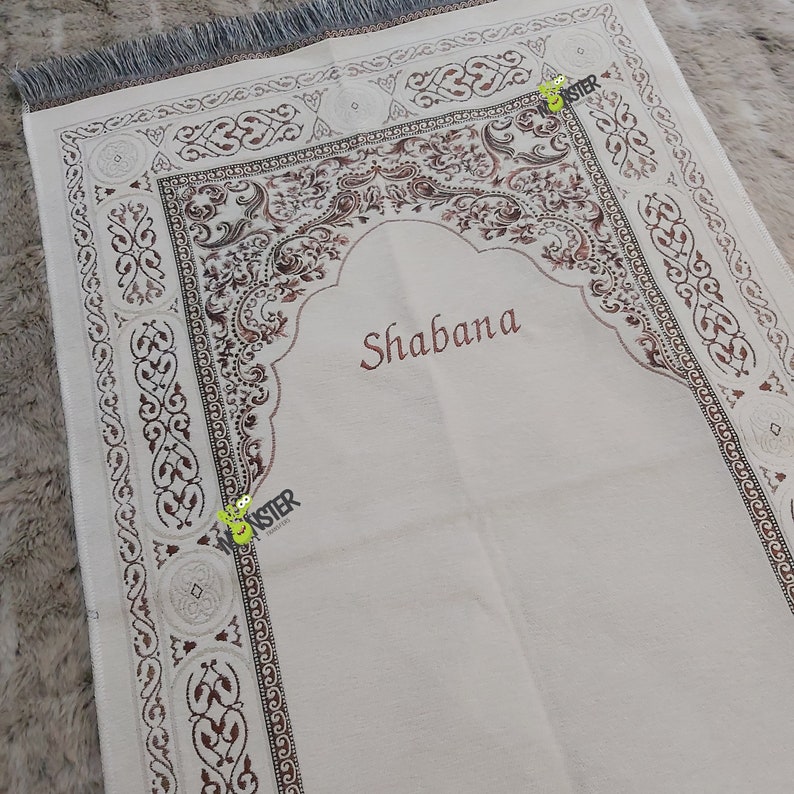 Personalised prayer mat Ivory. Sejadah Salah mat Musallah Etsy