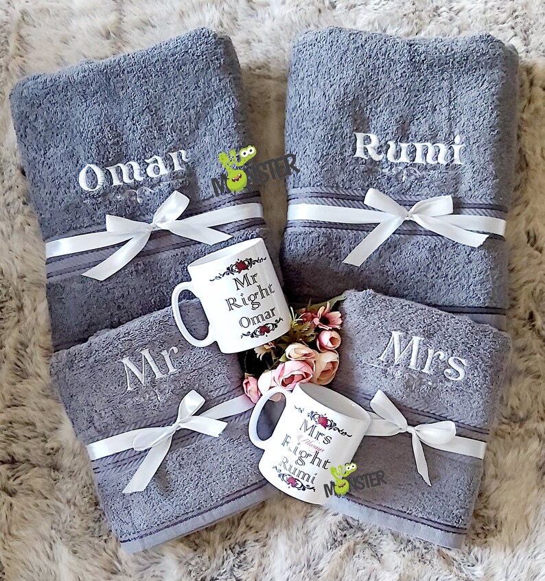 Personalised Towel and Mug Set Wedding Gifts Newly Wed Etsy UK