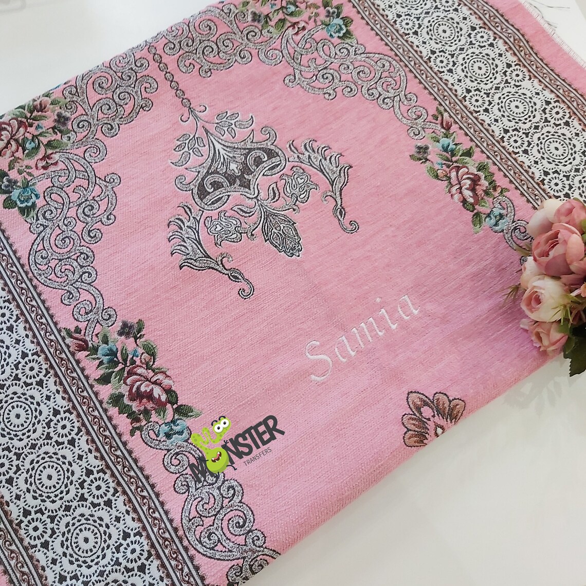 Personalized Prayer Mat With Embroidery Pink. Sejadah Salah Etsy UK