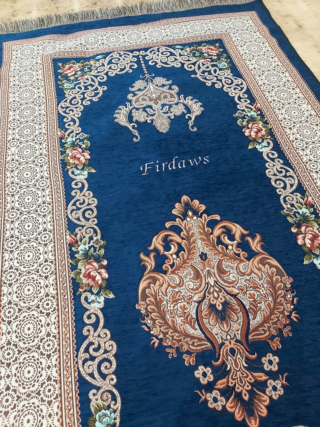 Personalized Prayer Mat With Embroidery Blue. Seyadah Salah Etsy