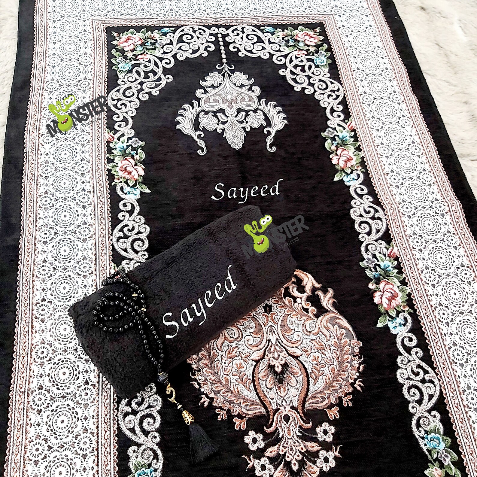Personalised Prayer Mat Set With Wudhu Towel and Tasbih. Etsy UK