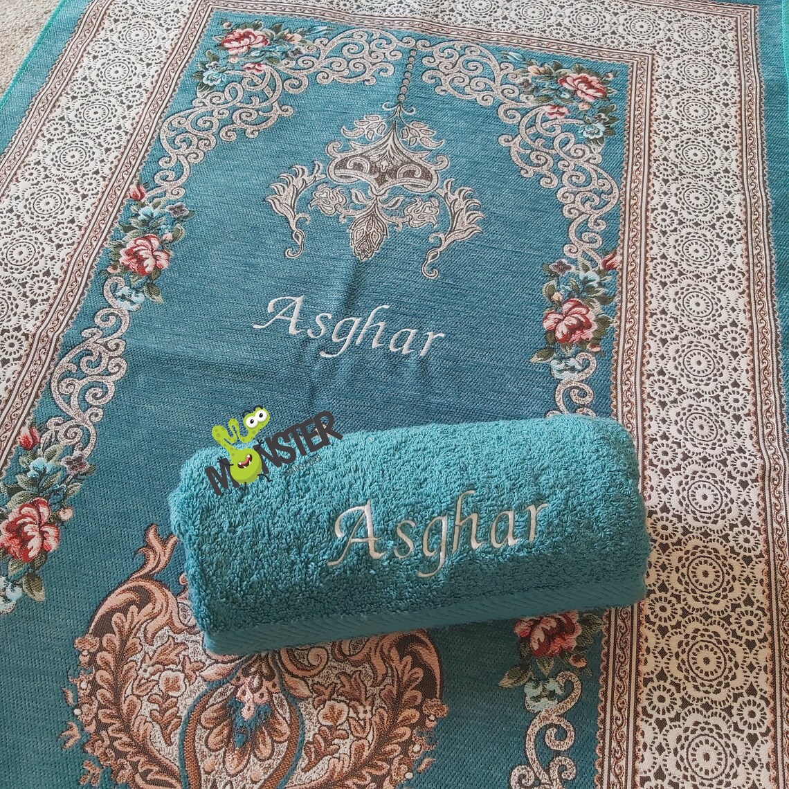 Personalized Prayer Mat With Embroidery Teal. Seyadah Salah Etsy UK
