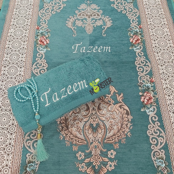 Personalised Prayer Mat Set With Wudhu Towel and Tasbih. Etsy