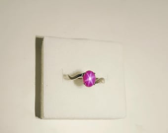 Pink Star Sapphire Ring,925 Sterling Silver Ring,Sapphire Silver Ring,Christmas Rings,Engagement Ring,Valentine Gift Ring,Minimalist Ring,