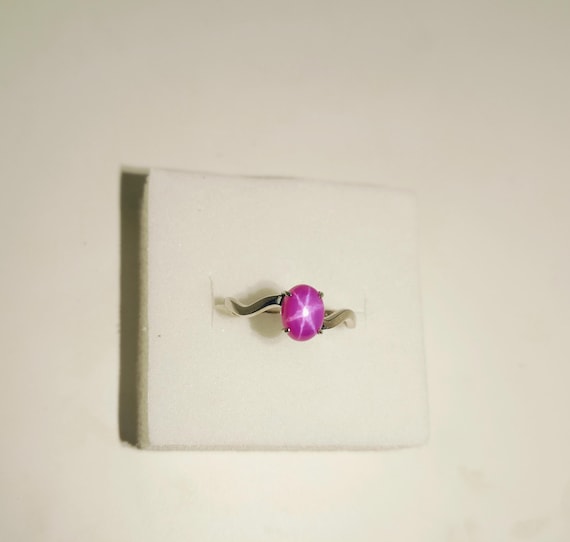 Pink Star Sapphire Ring,925 Sterling Silver Ring,Sapphire Silver Ring,Christmas Rings,Engagement Ring,Valentine Gift Ring,Minimalist Ring,
