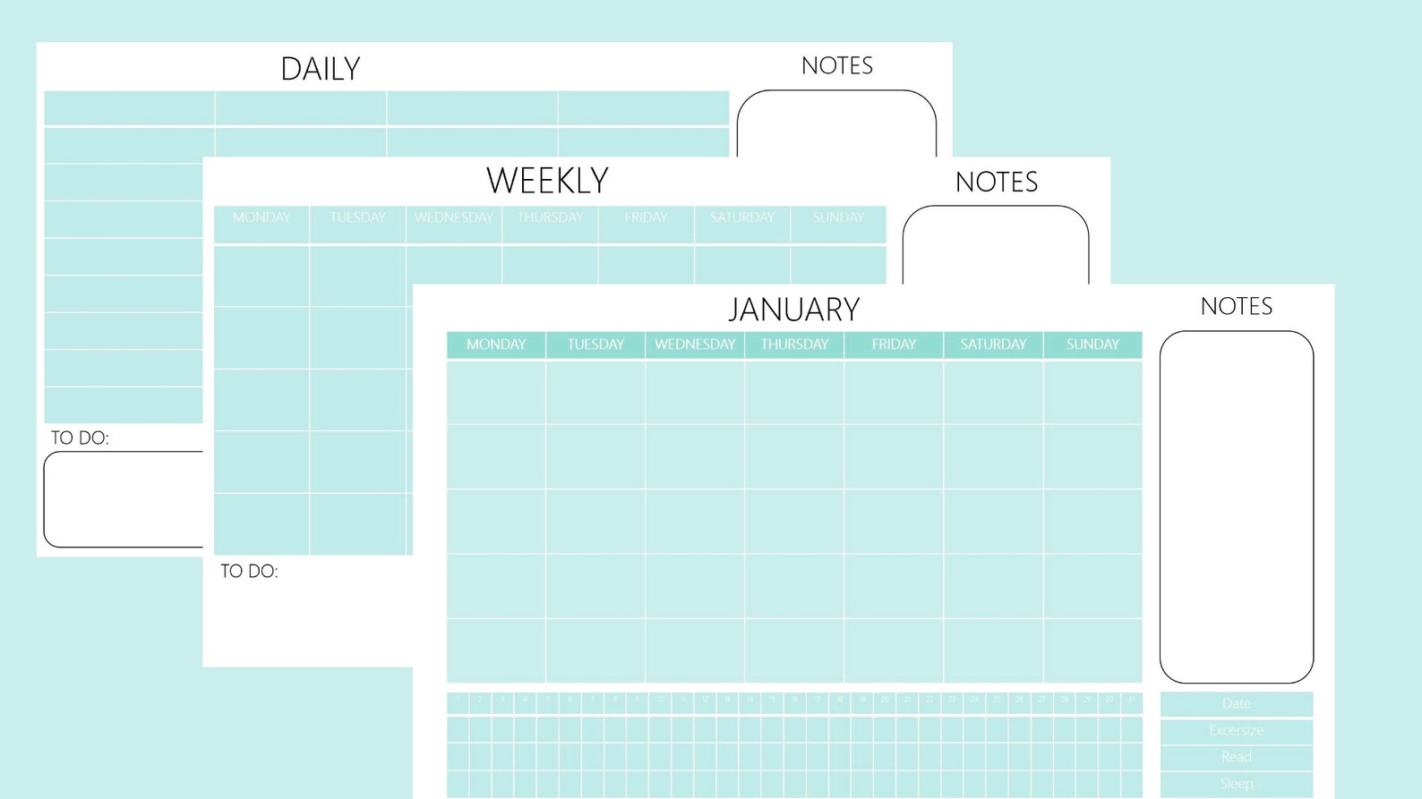 2021 PLANNER MINT GREEN Etsy