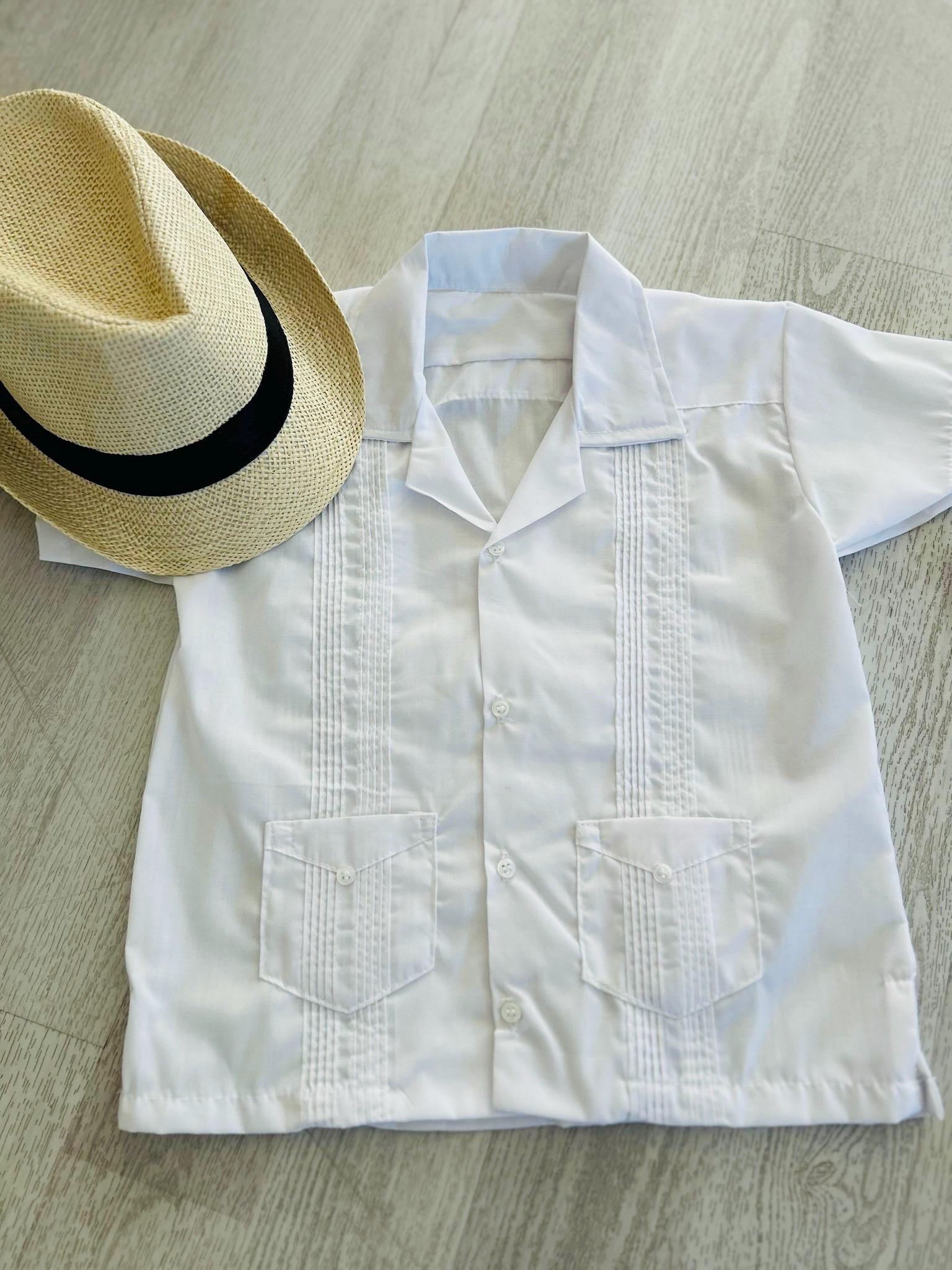 Camicia Guayabera Cubana Per Ragazzo – Maniche Corte, Ricami E 4 Tasche – G-Style USA - 2