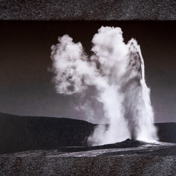 Old Faithful Black and White Art | Yellowstone Print | 5"x7" | 100% Recycled | Made in the USA | Free Shipping