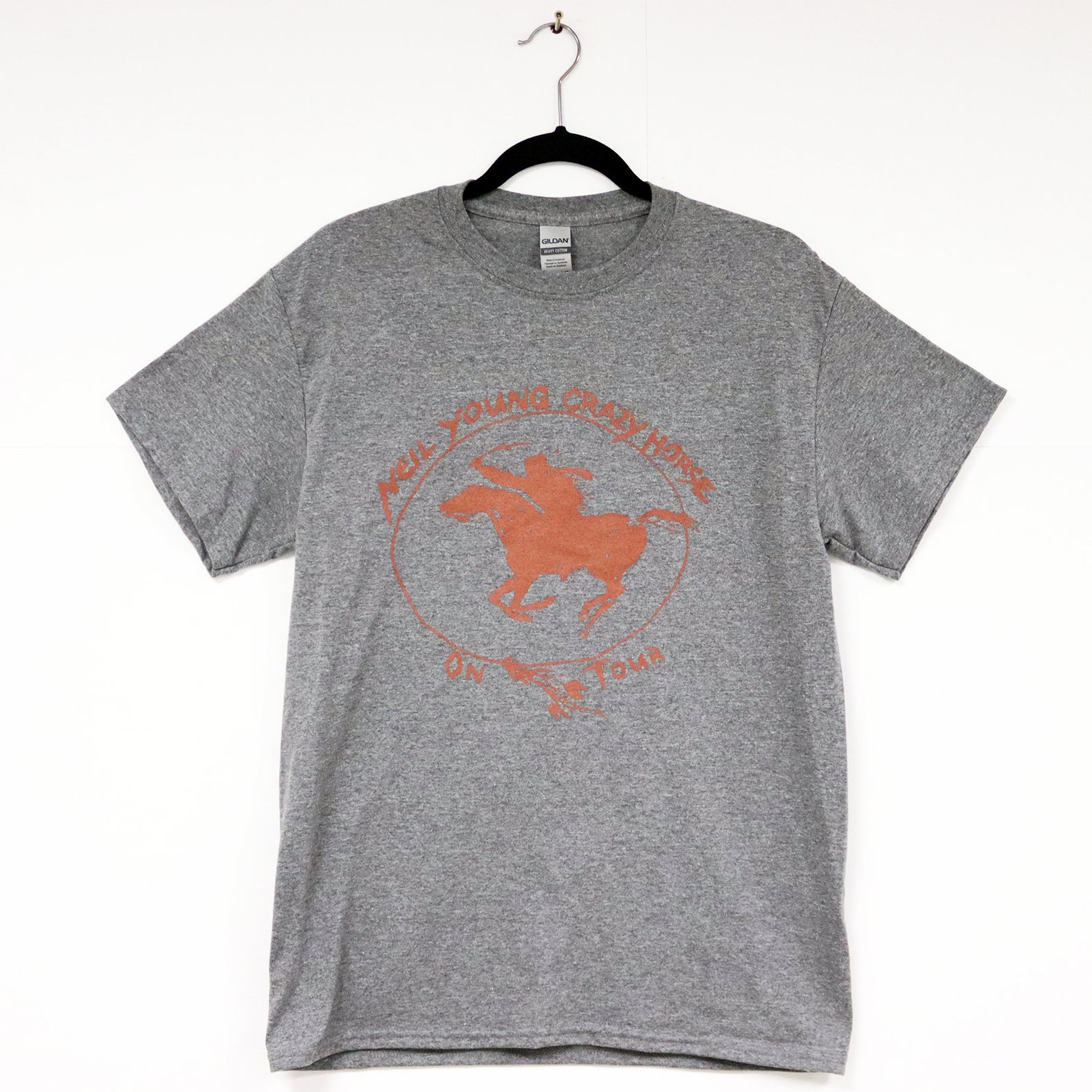 Neil Young Crazy Horse On Tour Grey TShirt Folk Rock Etsy