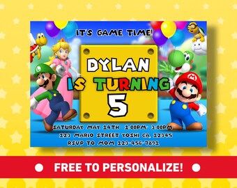 Super Mario Bros Invitation Etsy France