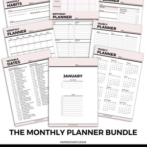Printable and Digital Planner A4 Weekly and Monthly Planner Bundle US Daily A5 Printable Planner Inserts: 38 Minimal Planner Pages