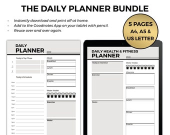Undated Daily Planner Printable: Work Schedule, To-Do Lists (A4/A5/US Letter)