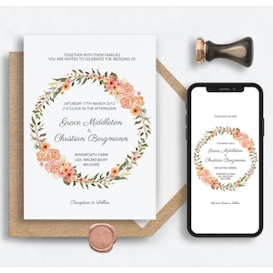 RUSTIC Editable Wedding Invitation, Invitation Template, Wedding Stationery, Wedding Invitation, Wedding Template, Digital Template, We Do
