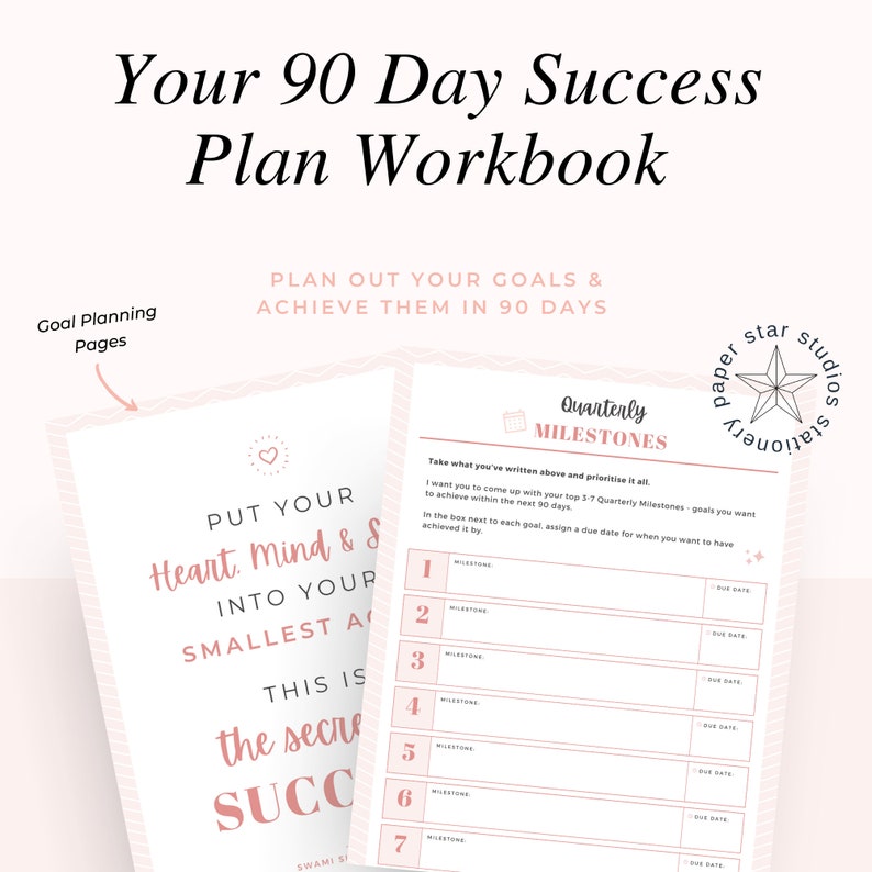 90 Day Success Plan Workbook Printable and Digital Planners Etsy