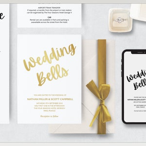 CONTEMPORARY Editable Wedding Invitation Set, Invitation Template, Printable,Wedding Stationery Bundle, Wedding Invitation, Wedding Template