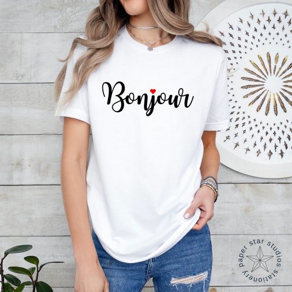 トップス Hello Bonjour! Beautiful T Shirts Belle ''Bonjour'' T-Shirt for Women – Beauty and the Beast