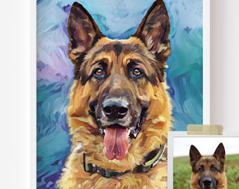 Custom Pet Portrait - Portrait from Photo Commision - Personalized Dog Portrait - Modern Poster - Memorial Gift - Unique Pet Canvas Print