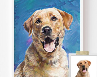Custom Pet Portrait - Portrait from Photo Commision - Personalized Dog Portrait - Modern Poster - Memorial Gift - Unique Pet Canvas Print