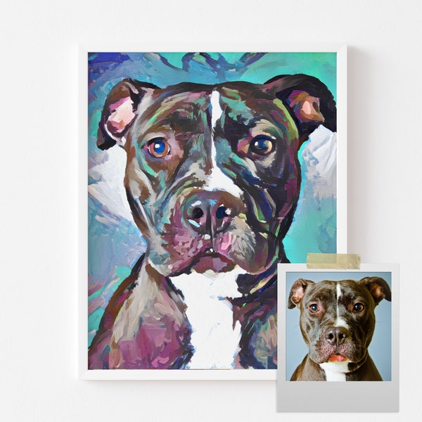 Personalisiertes Hundeportrait - Hundeportrait - Hundeportrait - Modernes Poster - Erinnerungsgeschenk - Einzigartiges Haustier Leinwanddruck