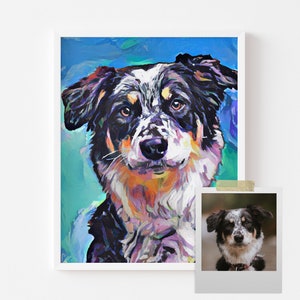 Custom Pet Portrait - Portrait from Photo Commision - Personalized Dog Portrait - Modern Poster - Memorial Gift - Unique Pet Canvas Print