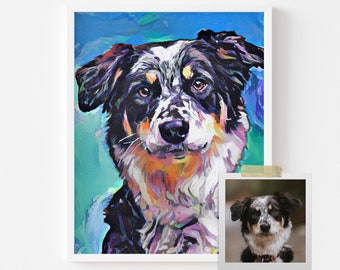 Custom Pet Portrait - Portrait from Photo Commision - Personalized Dog Portrait - Modern Poster - Memorial Gift - Unique Pet Canvas Print