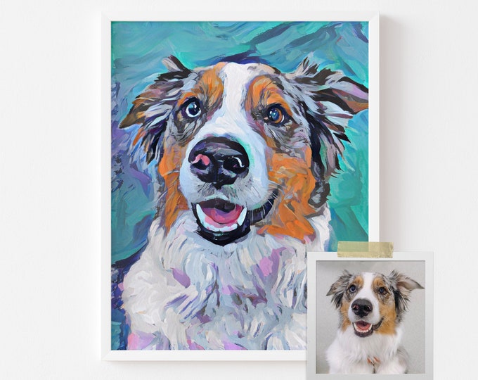 Custom Pet Portrait, Dog Portrait From Photo Commision, Personalized ...