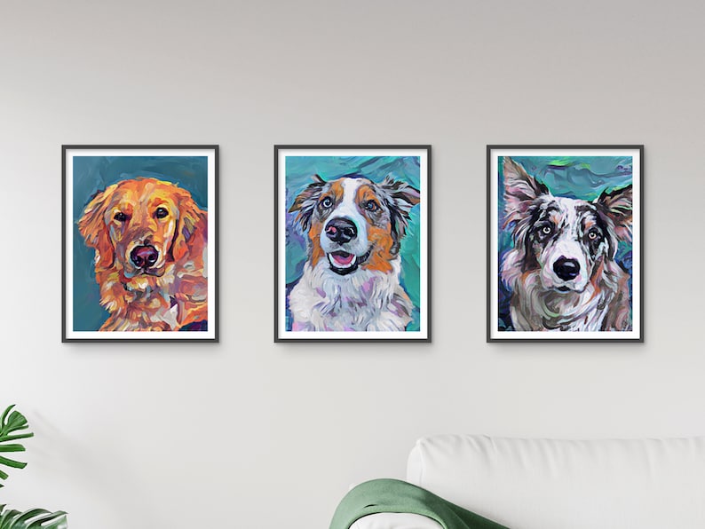 Custom Pet Portrait Portrait from Photo Commision Personalized Dog Portrait Modern Poster Memorial Gift Unique Pet Canvas Print image 3