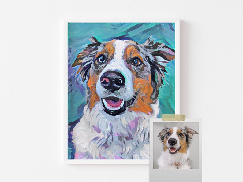 Custom Pet Portrait Portrait from Photo Commision Personalized Dog Portrait Modern Poster Memorial Gift Unique Pet Canvas Print image 1