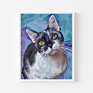 Custom Pet Portrait, Cat Portrait from Photo Commision, Personalized Dog Portrait, Modern Poster, Pet Memorial Gift, Unique Pet Canvas Print